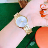 Calvin Klein Snake Silver Dial Yellow Gold Steel Strap Watch For Women - K6E23546 Authentic Buy Shop Now
