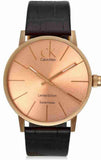 Calvin Klein Post Minimal Rose Gold Dial Black Leather Strap Watch for Men - K7621201 Authentic Buy Shop Now