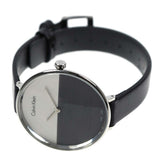 Calvin Klein Rise White Grey Dial Black Leather Strap Watch for Women - K7A231C3 Authentic Buy Shop Now
