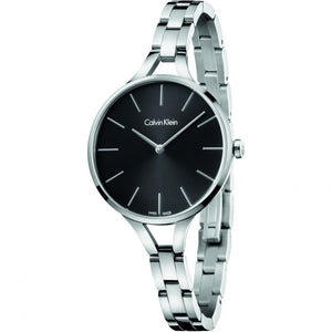 Calvin Klein Graphic Black Dial Silver Steel Strap Watch for Women - K7E23141 Authentic Buy Shop Now