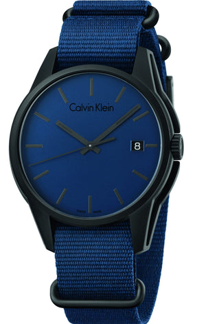 Calvin Klein Tone Blue Dial Blue NATO Strap Watch for Men - K7K514VN Authentic Buy Shop Now