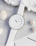 Calvin Klein Chic White Dial White Leather Strap Watch for Women - K7N23TK2 Authentic Buy Shop Now