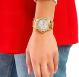 Michael Kors Everest Chronograph White Dial Gold Steel Strap Watch For Women - MK7212 Authentic Buy Shop Now