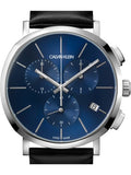 Calvin Klein Chronograph Blue Dial Black Leather Strap Watch for Men - K8Q371CN Authentic Buy Shop Now