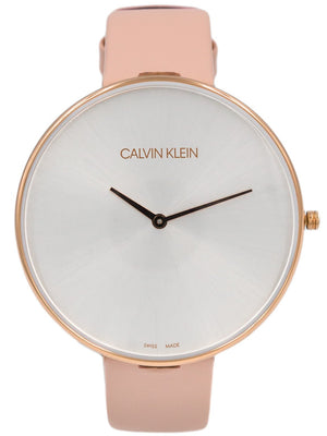 Calvin Klein Full Moon Silver Dial Pink Leather Stap Watch for Women - K8Y236Z6 Authentic Buy Shop Now