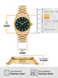 Michael Kors Lexington Three Hand Green Dial Gold Steel Strap Watch For Women - MK7449 Authentic Buy Shop Now