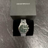 Emporio Armani Paolo Chronograph Green Dial Silver Steel Strap Watch For Men - AR11529 Authentic Buy Shop Now