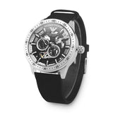Emporio Armani Renato Chronograph Automatic Black Dial Black Leather Strap Watch For Men - AR60051 Authentic Buy Shop Now