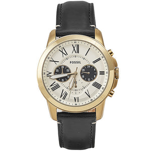 Fossil Grant Chronograph White Dial Black Leather Strap Watch for Men - FS5272 Authentic Buy Shop Now