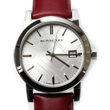 Burberry The City Silver Dial Red Leather Strap Watch for Women - BU9129 Authentic Buy Shop Now