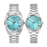 Guess Connoisseur Turquoise Dial Silver Steel Strap Watch for Men - GW0265G11 Authentic Buy Shop Now