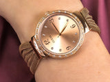 Guess Chiffon Rose Gold Dial Mesh Bracelet Watch For Women - W1083L3 Authentic Buy Shop Now
