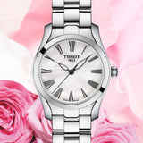 Tissot T Wave T Lady Mother of Pearl Dial Silver Steel Strap Watch For Women - T112.210.11.113.00 Authentic Buy Shop Now