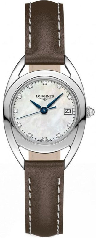 Longines Equestrian Mother of Pearl Dial Brown Leather Strap Watch for Women - L6.136.4.87.2 Authentic Buy Shop Now