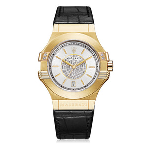 Maserati Potenza Diamonds Silver Dial Black Leather Strap Watch For Women - R8851108505 Authentic Buy Shop Now