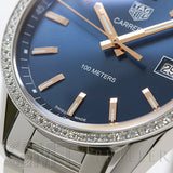 Tag Heuer Carrera Quartz Diamonds Blue Dial Silver Steel Strap Watch for Women - WAR1114.BA0601 Authentic Buy Shop Now