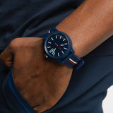 Lacoste 12.12 Blue Dial Two Tone Silicon Strap Watch for Men - 2011070 Authentic Buy Shop Now