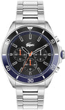 Lacoste Tiebreaker Chronograph Black Dial Silver Steel Strap Watch for Men - 2011155 Authentic Buy Shop Now