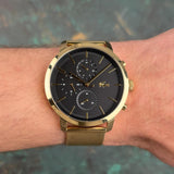 Lacoste Replay Chronograph Black Dial Gold Steel Strap Watch for Men - 2011195 Authentic Buy Shop Now