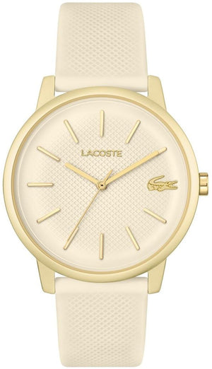 Lacoste 12.12 Beige Dial Beige Silicone Strap Watch for Men - 2011239 Authentic Buy Shop Now