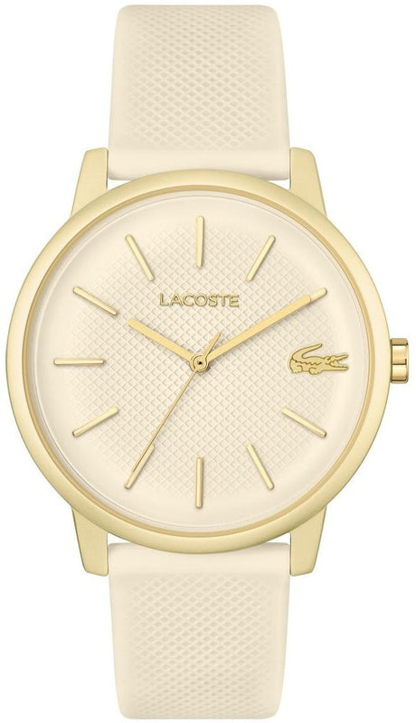 Lacoste 12.12 Beige Dial Beige Silicone Strap Watch for Men - 2011239 Authentic Buy Shop Now