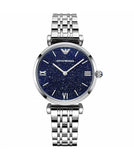 Emporio Armani Gianni T Bar Dark Blue Dial Silver Stainless Steel Watch For Women - AR11091 Authentic Buy Shop Now