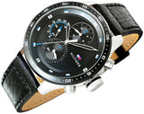 Tommy Hilfiger Trent Chronograph Quartz Black Dial Black Leather Strap Watch For Men - 1791810 Authentic Buy Shop Now