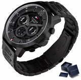 Tommy Hilfiger Classic Chronograph Black Dial Black Steel Strap Watch For Men - 1710494 Authentic Buy Shop Now