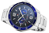 Tommy Hilfiger Erik Chronograph Blue Dial Silver Steel Strap Watch for Men - 1791366 Authentic Buy Shop Now