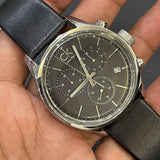 Calvin Klein Masculine Chronograph Black Dial Black Leather Strap Watch for Men - K2H27102 Authentic Buy Shop Now