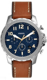 Fossil Bowman Chronograph Blue Dial Brown Leather Strap Watch for Men - FS5602 Authentic Buy Shop Now