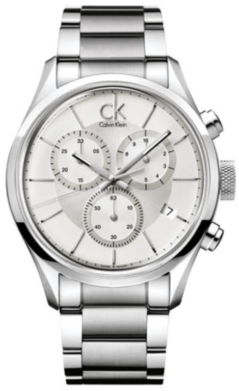 Calvin Klein Masculine Chronograph White Dial Silver Steel Strap Watch for Men - K2H27126 Authentic Buy Shop Now
