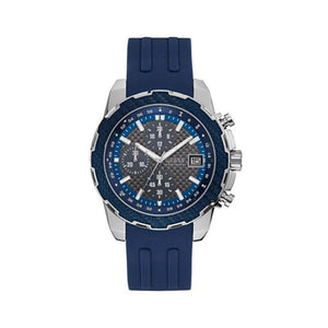 Guess Octane Chronograph Black Dial Blue Rubber Strap Watch For Men - W1047G2 Authentic Buy Shop Now