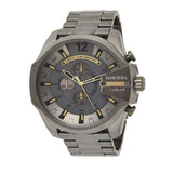 Diesel Mega Chief Chronograph Grey Dial Grey Steel Strap Watch For Men - DZ4466 Authentic Buy Shop Now