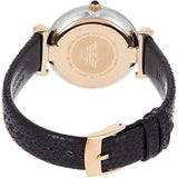 Emporio Armani Gianni T Bar Analog Blue Dial Black Leather Strap Watch For Women - AR1989 Authentic Buy Shop Now