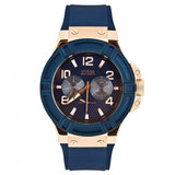 Guess Rigor Blue Dial Blue Silicone Strap Watch For Men - W0247G3 Authentic Buy Shop Now