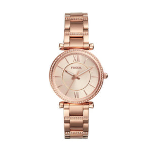 Fossil Carlie Rose Gold Dial Rose Gold Steel Strap Watch for Women - ES4301 Authentic Buy Shop Now