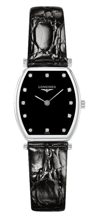 Longines La Grande Classique de Longines Tonneau Black Dial Black Leather Strap Watch for Women - L4.205.4.58.2 Authentic Buy Shop Now