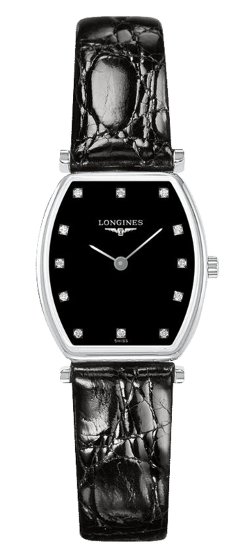 Longines La Grande Classique de Longines Tonneau Black Dial Black Leather Strap Watch for Women - L4.205.4.58.2 Authentic Buy Shop Now