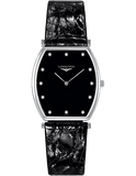 Longines La Grande Classique de Longines Tonneau Black Dial Black Leather Strap Watch for Women - L4.205.4.58.2 Authentic Buy Shop Now