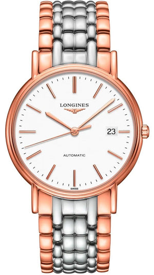 Longines Presence 38.5mm Automatic White Dial Two Tone Steel Strap Watch for Men - L4.921.1.12.7 Authentic Buy Shop Now