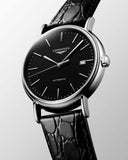 Longines Presence 38.5mm Automatic Black Dial Black Leather Strap Watch for Men - L4.921.4.52.2 Authentic Buy Shop Now