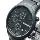 Emporio Armani Renato Chronograph Mother of Pearl Black Dial Black Steel Strap Watch For Men - AR11275 Authentic Buy Shop Now
