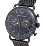 Emporio Armani Aviator Black Dial Black Mesh Bracelet Watch For Men - AR11142 Authentic Buy Shop Now
