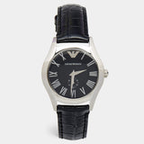 Emporio Armani Velente Black Dial Black Leather Strap Watch For Women - AR0644 Authentic Buy Shop Now