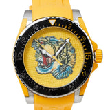 Gucci Dive Tiger Yellow Dial Yellow Rubber Strap Watch For Men - YA136317 Authentic Buy Shop Now