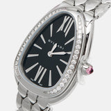 Bvlgari Serpenti Seduttori Diamonds Black Dial Silver Steel Strap Watch for Women - SERPENTI103449 Authentic Buy Shop Now