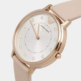 Emporio Armani Kappa Rose Gold & White Dial Beige Nude Leather Strap Watch For Women - AR2510 Authentic Buy Shop Now