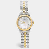 Gucci G Timeless Diamonds Mother of Pearl Dial Two Tone Mesh Bracelet Watch for Women - YA126513 Authentic Buy Shop Now