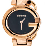 Gucci Guccissima Collection Quartz Black Dial Rose Gold Steel Strap Watch For Women - YA134509 Authentic Buy Shop Now